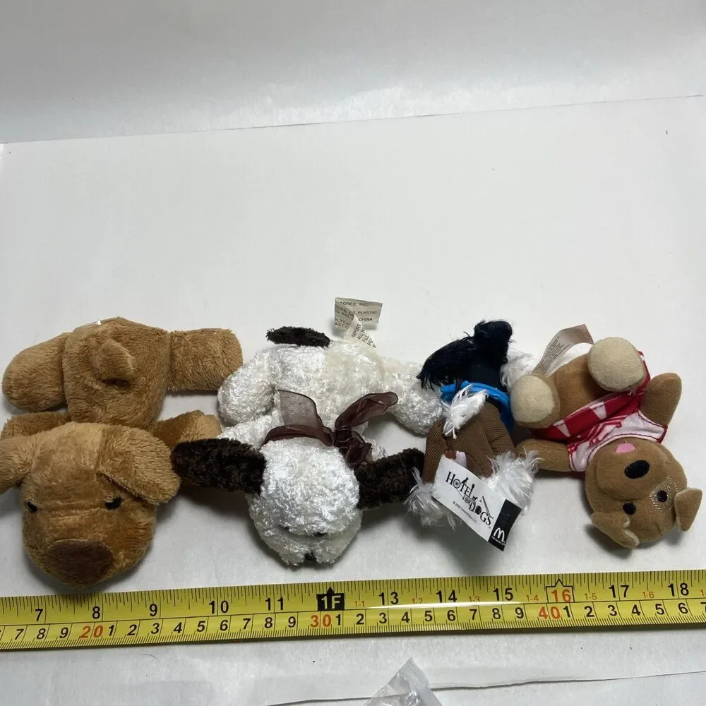 4 mini stuffed animal plush dogs